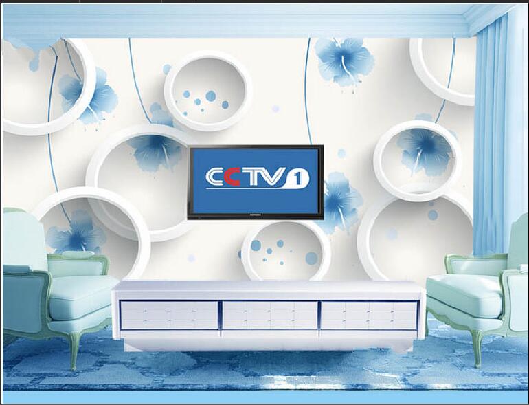 承德万华·新世界客厅3D立体电视背景墙蓝色地毯效果图